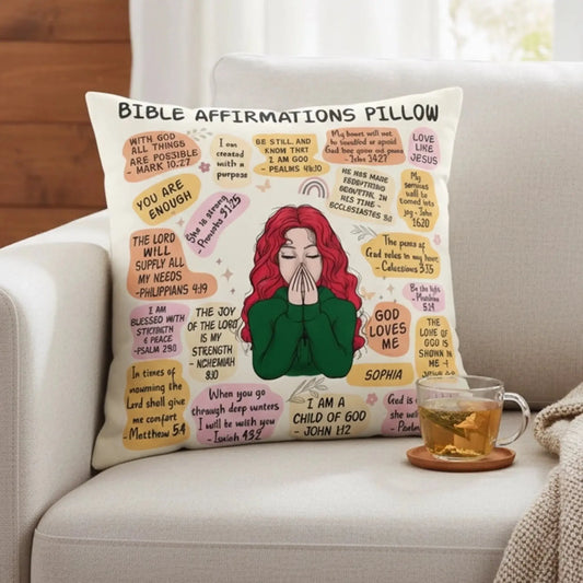 Daily Bible Affirmations – Personalized Christian Faith Throw Pillow Cushion – Meaningful Birthday, Christmas & Encouragement Gift for Believers  Ezcustomize