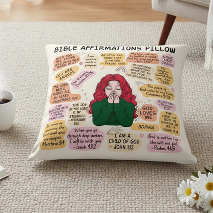 Daily Bible Affirmations – Personalized Christian Faith Throw Pillow Cushion – Meaningful Birthday, Christmas & Encouragement Gift for Believers  Ezcustomize