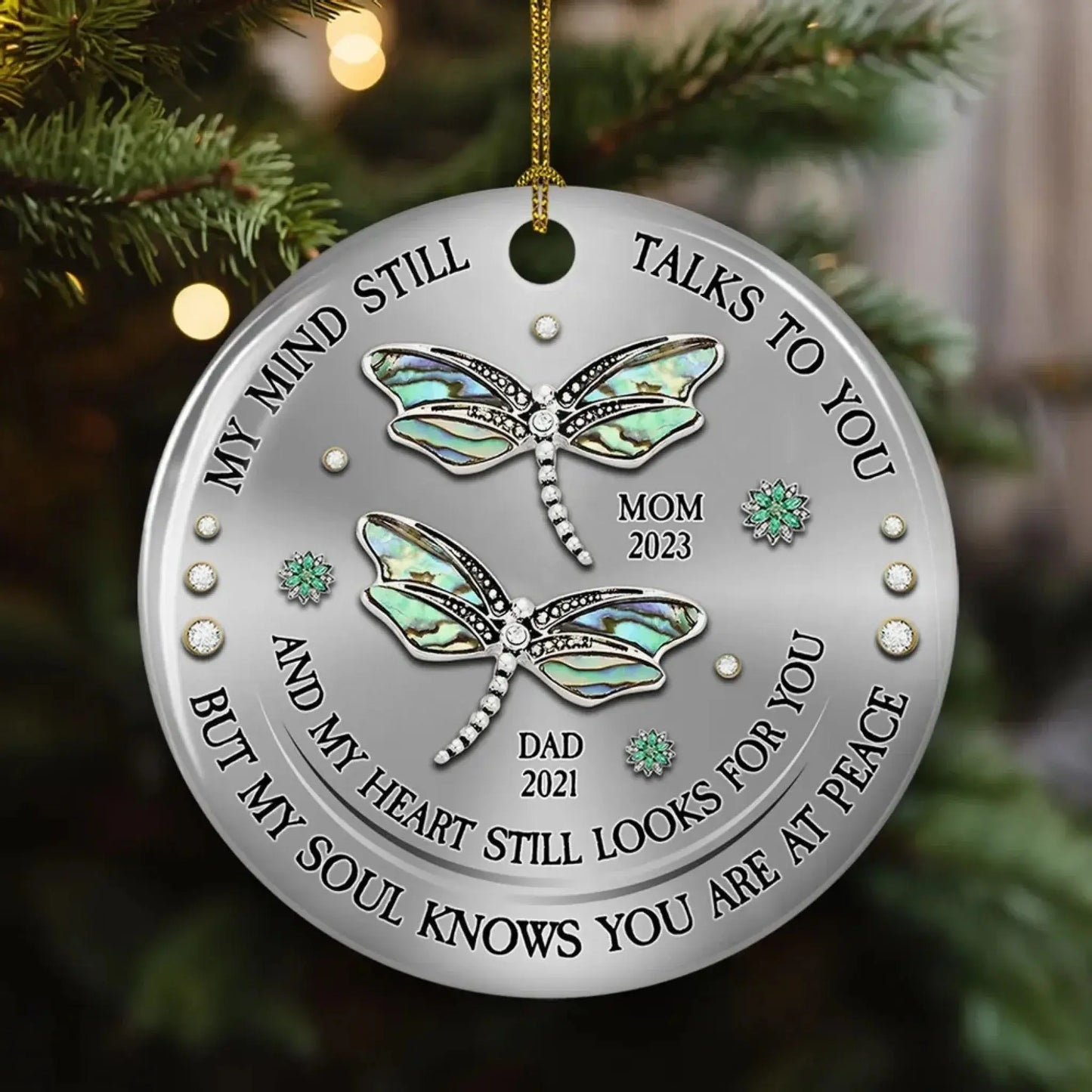 Dragonfly Design Ceramic Ornament – Personalized Memorial Keepsake – Heartfelt Sympathy Gift to Honor & Remember Loved Ones  Ezcustomize