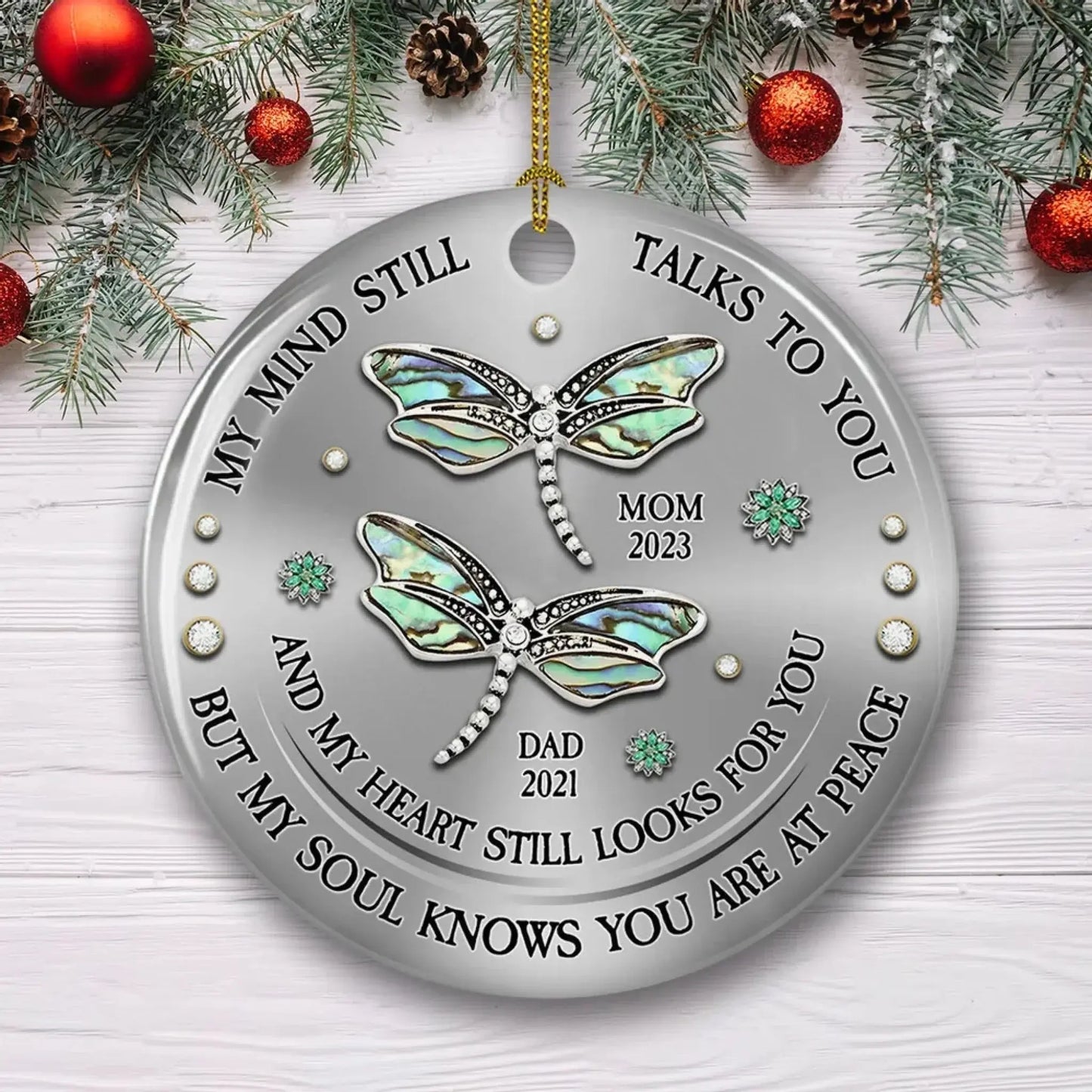 Dragonfly Design Ceramic Ornament – Personalized Memorial Keepsake – Heartfelt Sympathy Gift to Honor & Remember Loved Ones  Ezcustomize