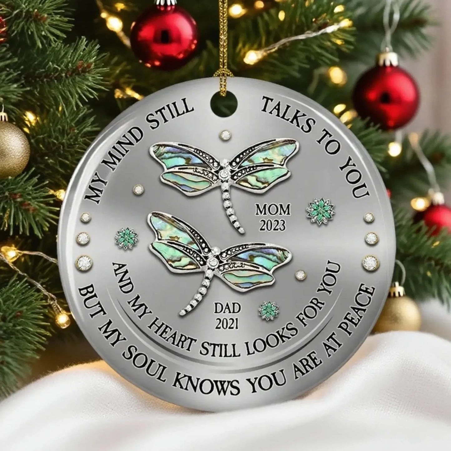 Dragonfly Design Ceramic Ornament – Personalized Memorial Keepsake – Heartfelt Sympathy Gift to Honor & Remember Loved Ones  Ezcustomize