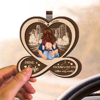Drive Safe I F*cking Love You – Personalized Wooden Car Visor Clip – Funny & Emotional Anniversary Valentine’s Day Gift for Him or Her  Ezcustomize