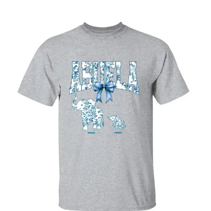Elephant Floral Chinoiserie Shirt – Personalized T-Shirt for Mom or Grandma – Mother’s Day Gift with Blue Pattern Design  Ezcustomize