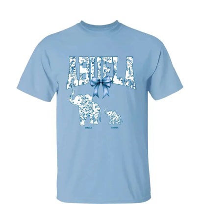 Elephant Floral Chinoiserie Shirt – Personalized T-Shirt for Mom or Grandma – Mother’s Day Gift with Blue Pattern Design  Ezcustomize
