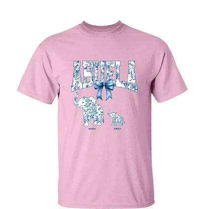 Elephant Floral Chinoiserie Shirt – Personalized T-Shirt for Mom or Grandma – Mother’s Day Gift with Blue Pattern Design  Ezcustomize