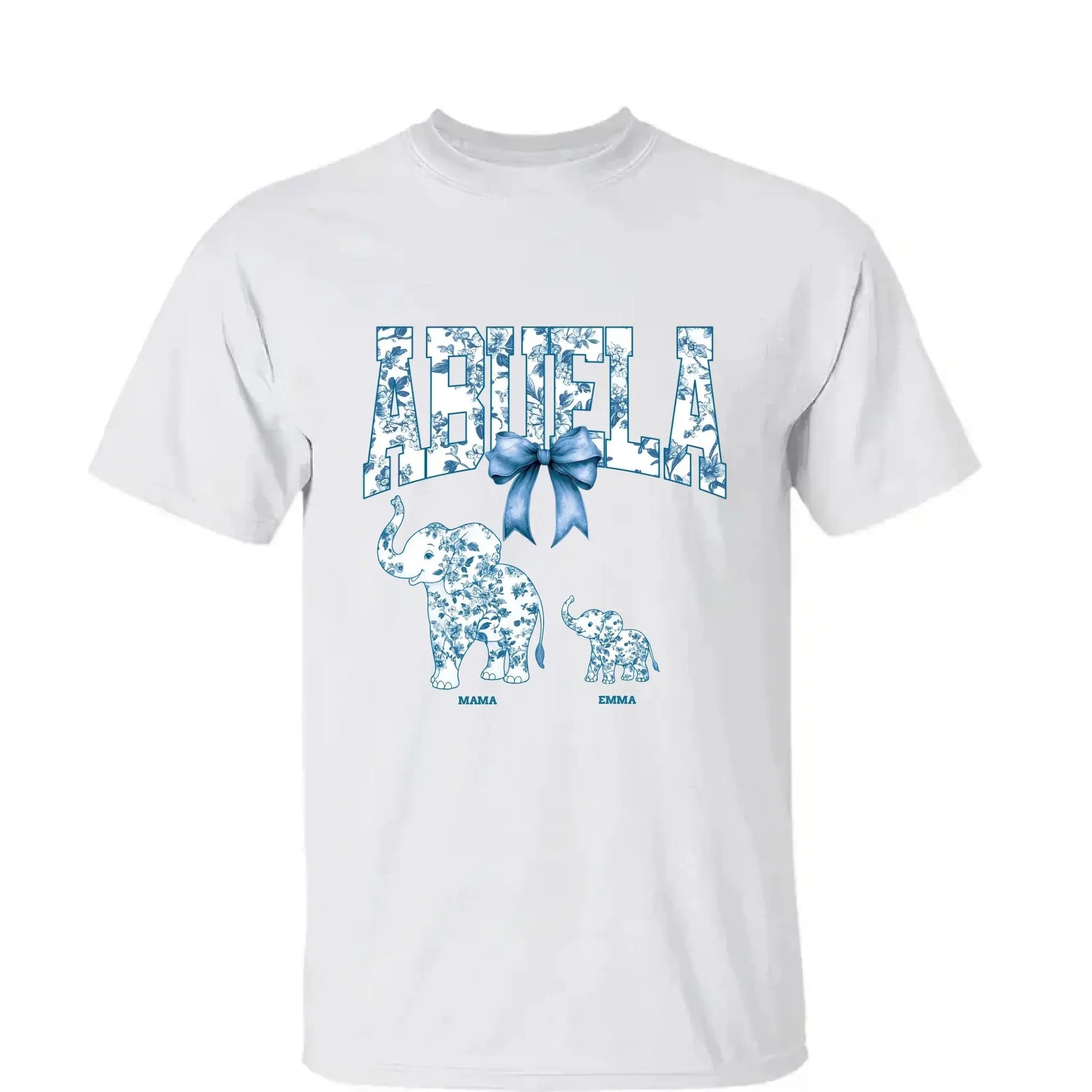 Elephant Floral Chinoiserie Shirt – Personalized T-Shirt for Mom or Grandma – Mother’s Day Gift with Blue Pattern Design  Ezcustomize