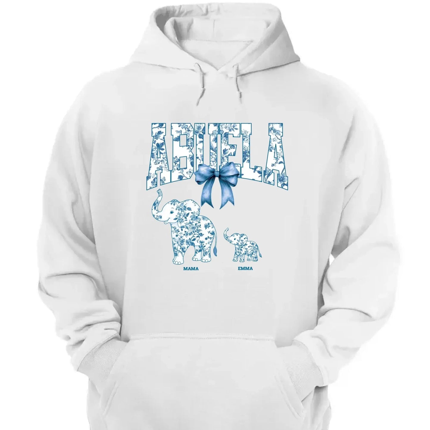 Elephant Floral Chinoiserie Shirt – Personalized T-Shirt for Mom or Grandma – Mother’s Day Gift with Blue Pattern Design  Ezcustomize