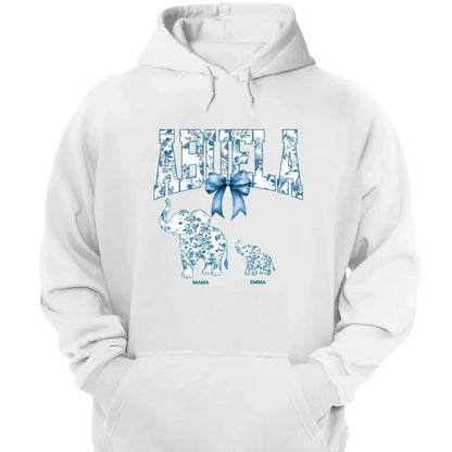 Elephant Floral Chinoiserie Shirt – Personalized T-Shirt for Mom or Grandma – Mother’s Day Gift with Blue Pattern Design  Ezcustomize