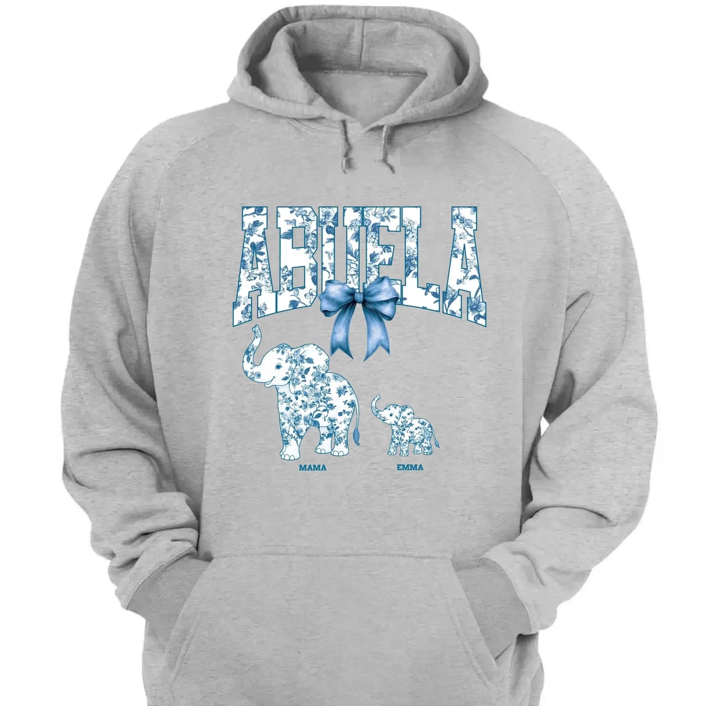 Elephant Floral Chinoiserie Shirt – Personalized T-Shirt for Mom or Grandma – Mother’s Day Gift with Blue Pattern Design  Ezcustomize