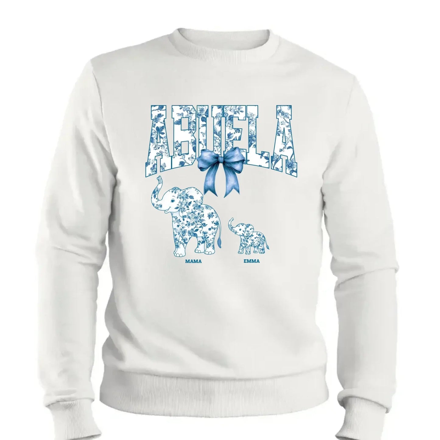 Elephant Floral Chinoiserie Shirt – Personalized T-Shirt for Mom or Grandma – Mother’s Day Gift with Blue Pattern Design  Ezcustomize