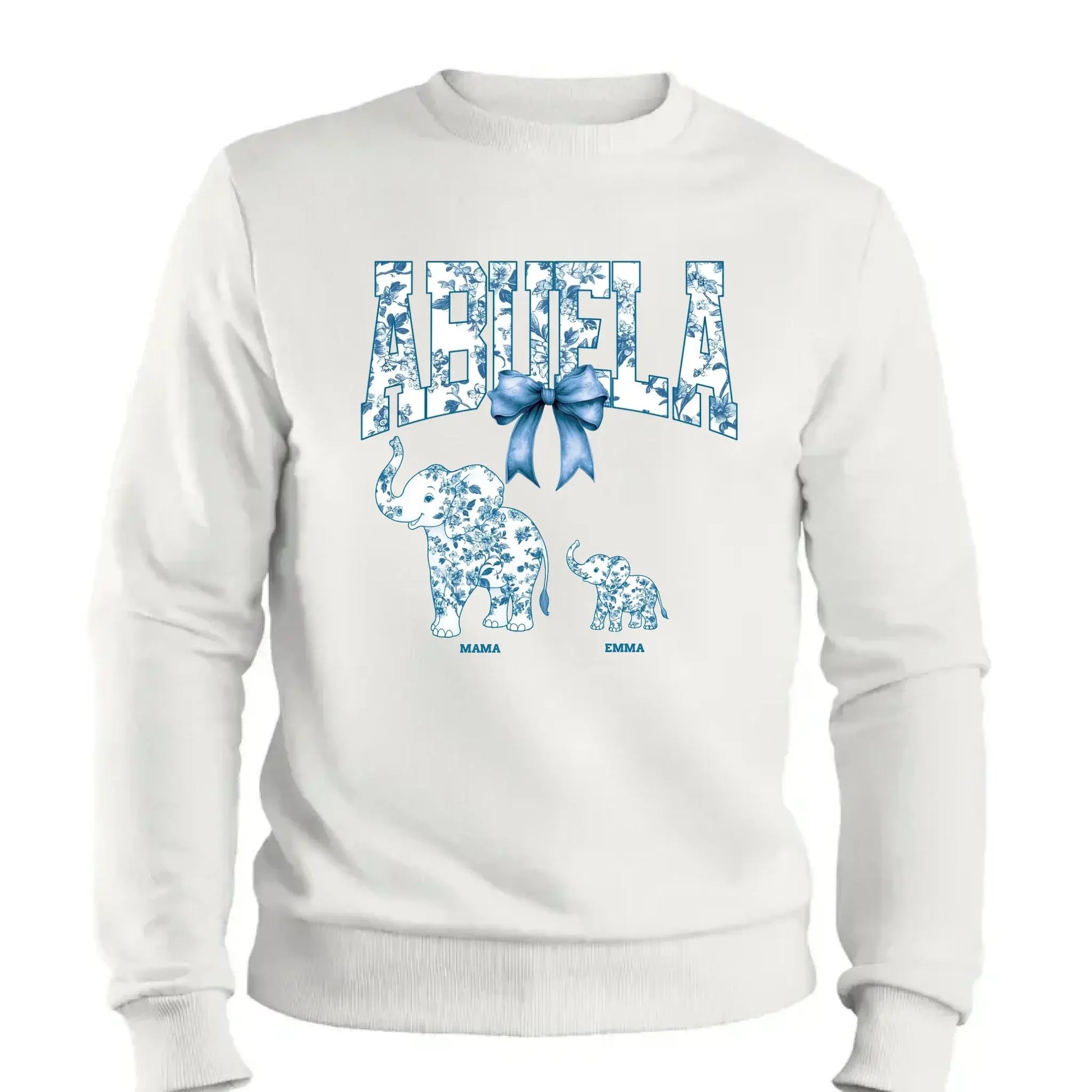 Elephant Floral Chinoiserie Shirt – Personalized T-Shirt for Mom or Grandma – Mother’s Day Gift with Blue Pattern Design  Ezcustomize
