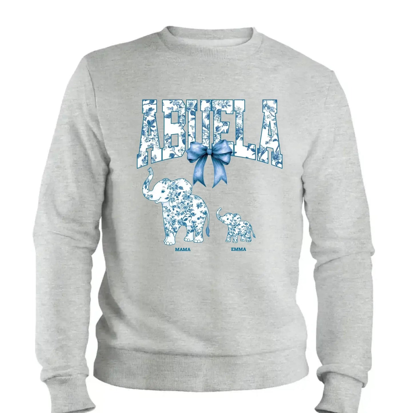 Elephant Floral Chinoiserie Shirt – Personalized T-Shirt for Mom or Grandma – Mother’s Day Gift with Blue Pattern Design  Ezcustomize