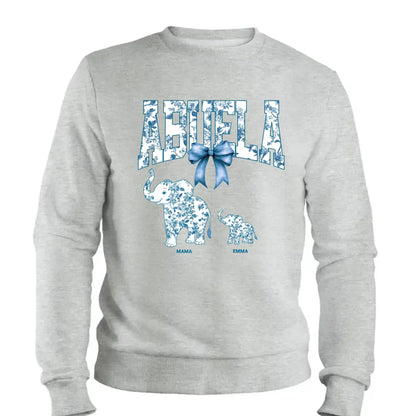 Elephant Floral Chinoiserie Shirt – Personalized T-Shirt for Mom or Grandma – Mother’s Day Gift with Blue Pattern Design  Ezcustomize