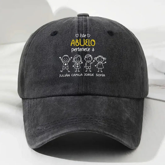 Este Abuelo Papá Pertenece A – Gorra de Mezclilla Vintage Lavada Personalizada – Regalo Único para Papás y Abuelos  Ezcustomize