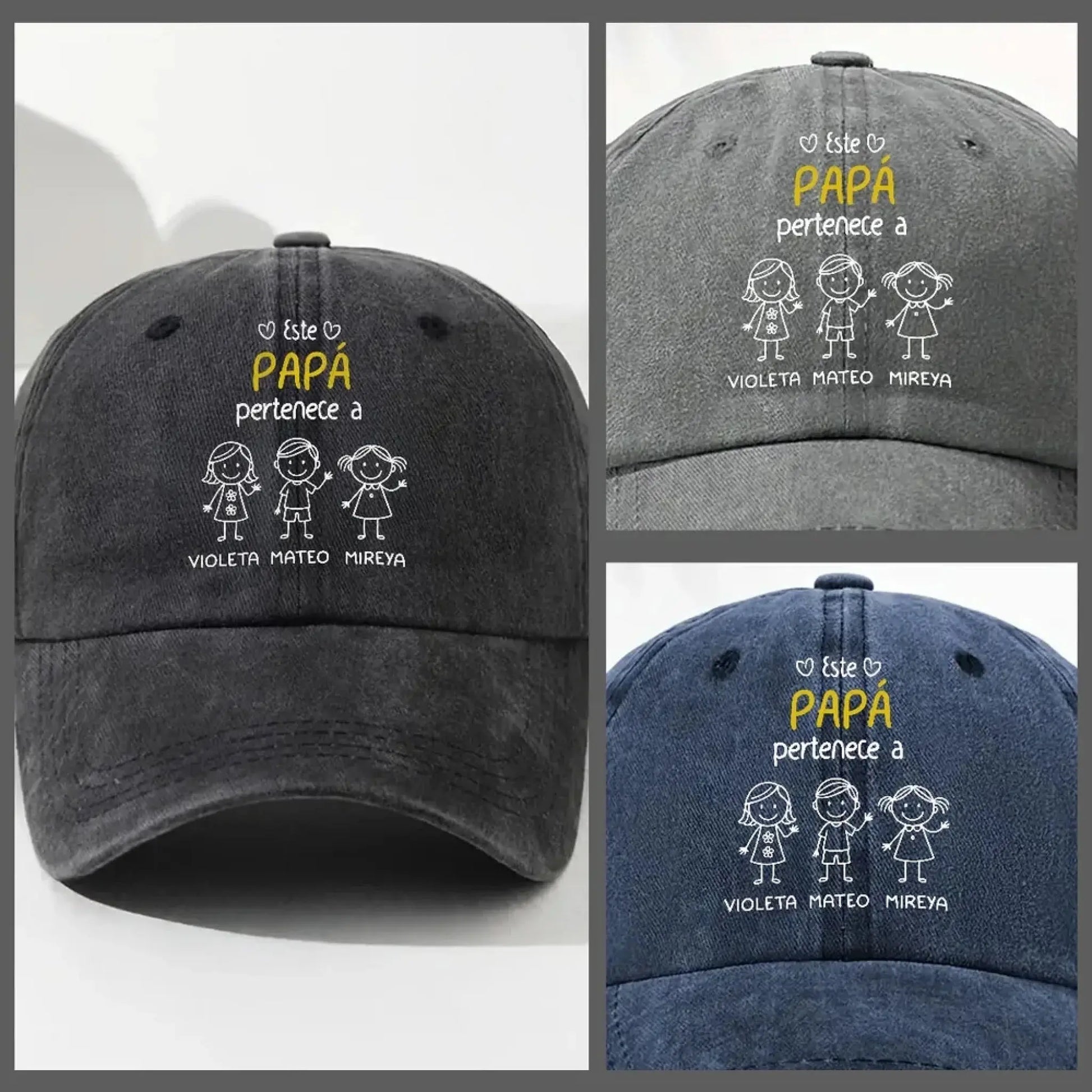 Este Abuelo Papá Pertenece A – Gorra de Mezclilla Vintage Lavada Personalizada – Regalo Único para Papás y Abuelos  Ezcustomize