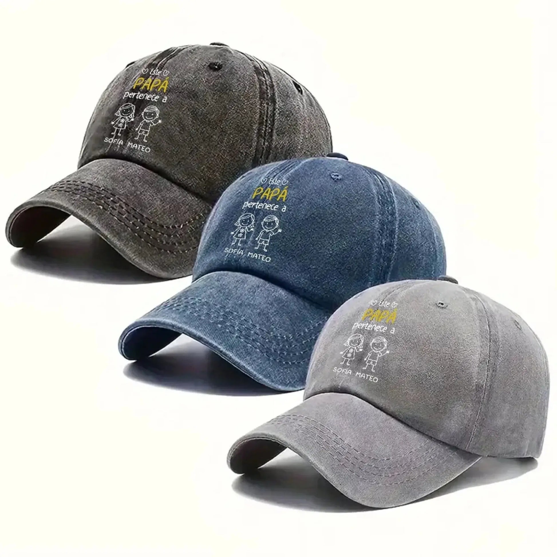 Este Abuelo Papá Pertenece A – Gorra de Mezclilla Vintage Lavada Personalizada – Regalo Único para Papás y Abuelos  Ezcustomize
