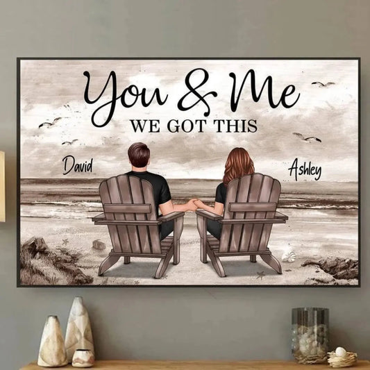 Eternal Love Couple at the Beach – Personalized Retro Vintage Poster/Canvas – Anniversary & Wedding Gift for Couples, Husband & Wife  Ezcustomize