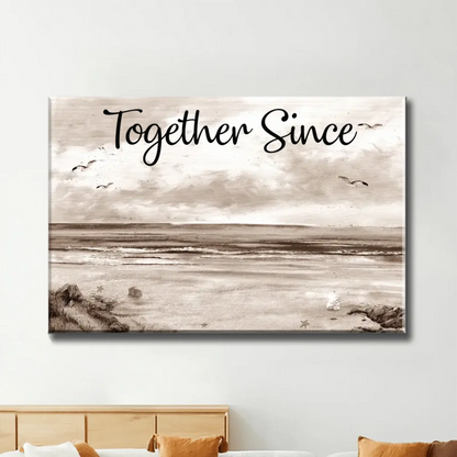 Eternal Love Couple at the Beach – Personalized Retro Vintage Poster/Canvas – Anniversary & Wedding Gift for Couples, Husband & Wife  Ezcustomize