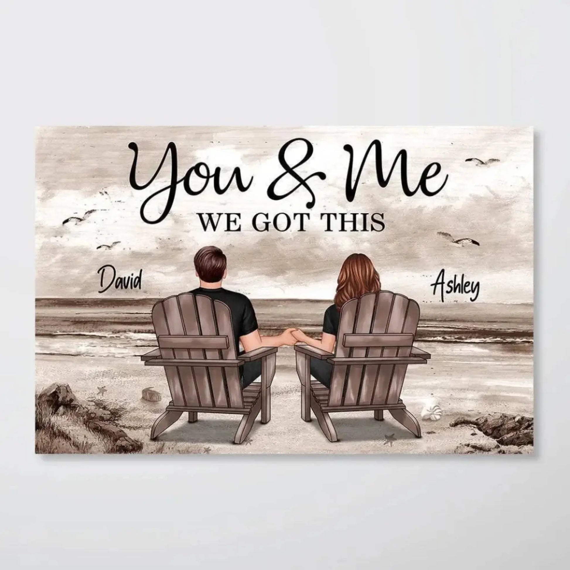 Eternal Love Couple at the Beach – Personalized Retro Vintage Poster/Canvas – Anniversary & Wedding Gift for Couples, Husband & Wife  Ezcustomize