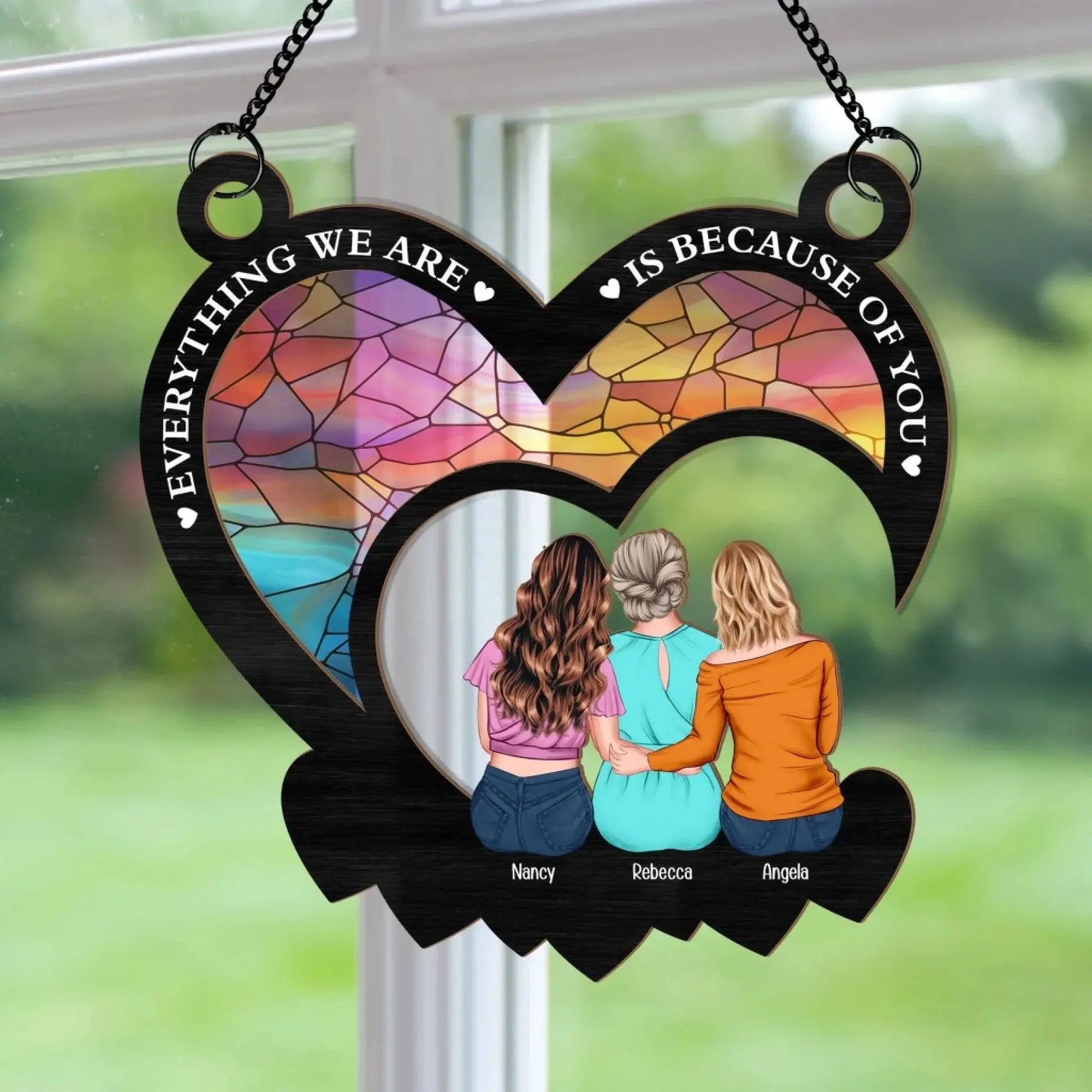 Everything We Are Is Because Of You Mom – Personalized Suncatcher Ornament – Meaningful Mother’s Day & Birthday Gift for Mom  Ezcustomize