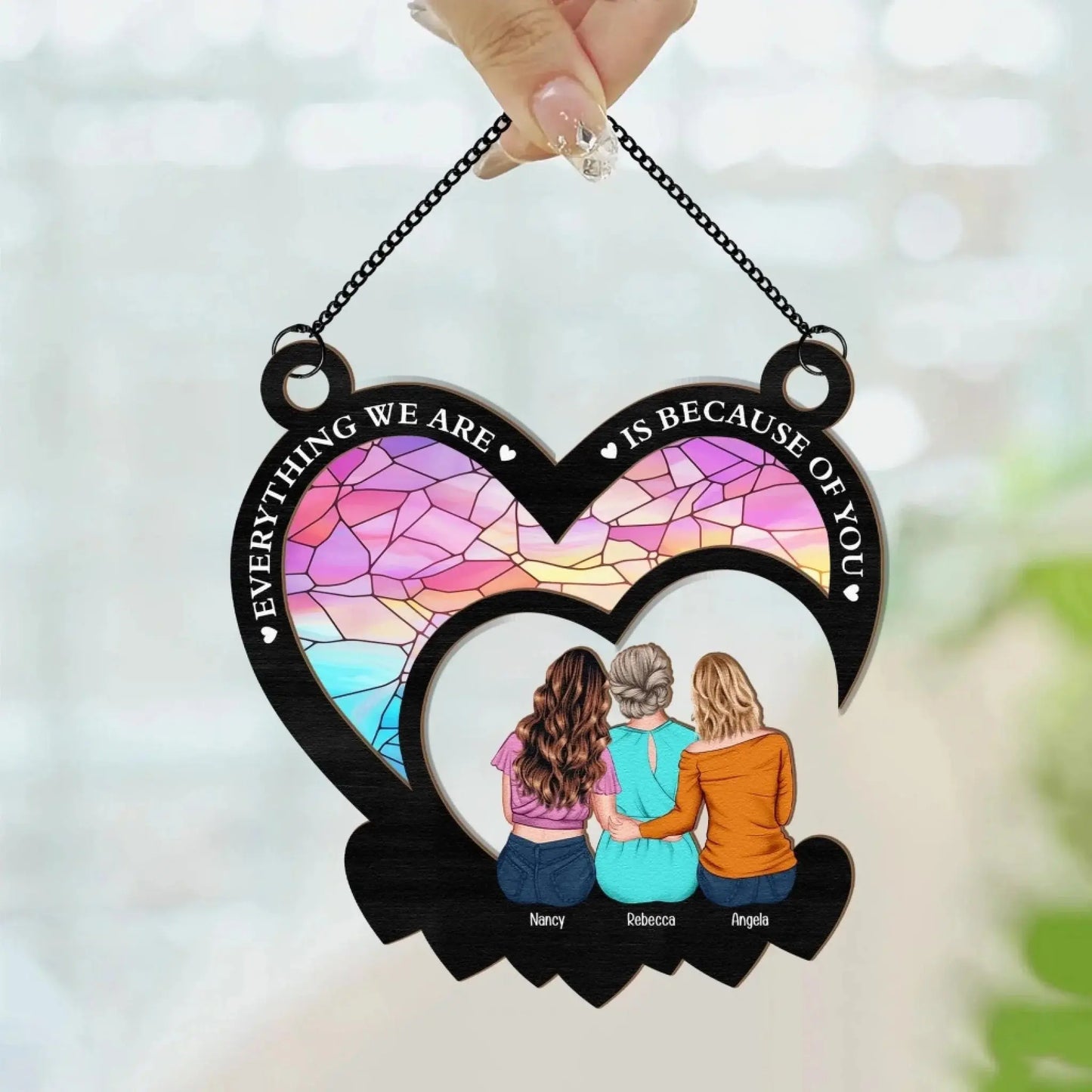 Everything We Are Is Because Of You Mom – Personalized Suncatcher Ornament – Meaningful Mother’s Day & Birthday Gift for Mom  Ezcustomize