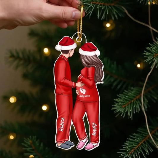 Expecting Parents Christmas Design – Personalized Acrylic Ornament – Baby Arriving Keepsake & Holiday Gift for New Moms and Dads  Ezcustomize