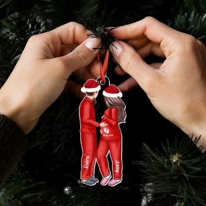 Expecting Parents Christmas Design – Personalized Acrylic Ornament – Baby Arriving Keepsake & Holiday Gift for New Moms and Dads  Ezcustomize