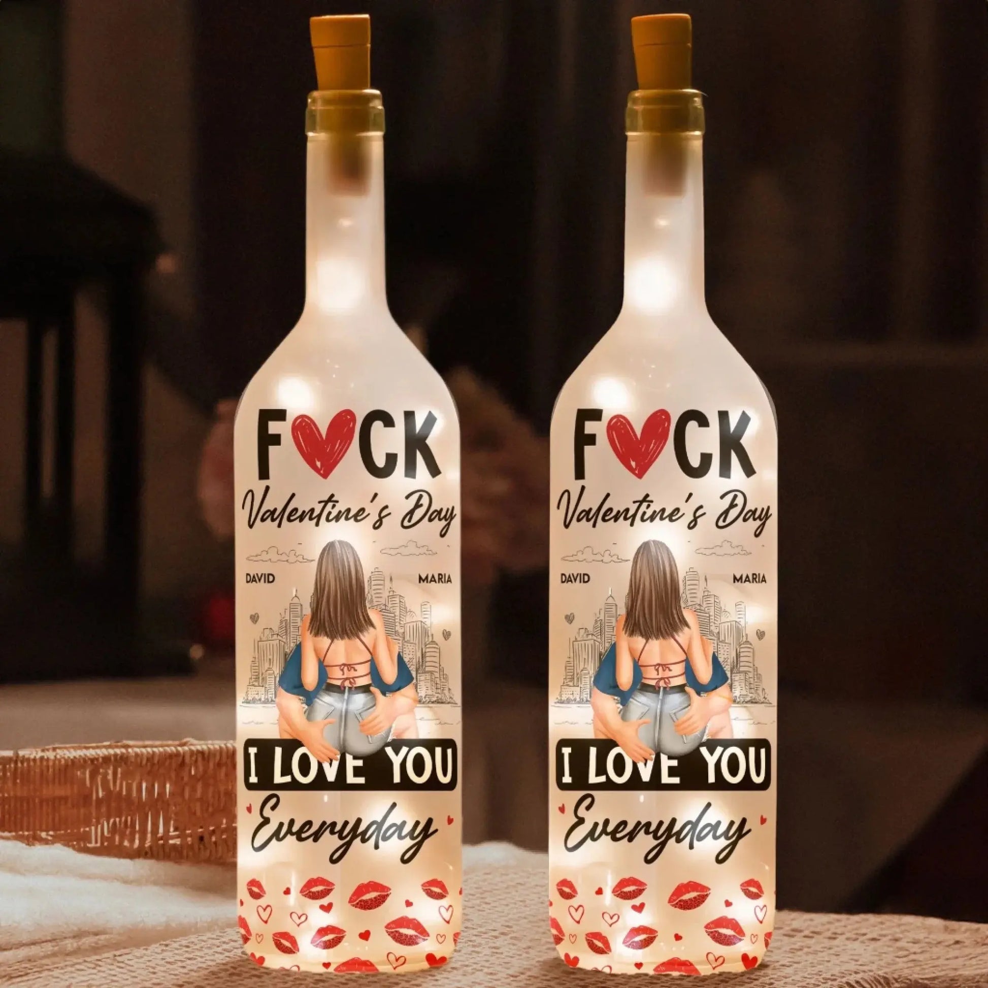 F**k Valentine’s Day I Love You Everyday Personalized Bottle Lamp – Funny Romantic Custom LED Light Gift for Couples, Anniversary & Home Decor  Ezcustomize