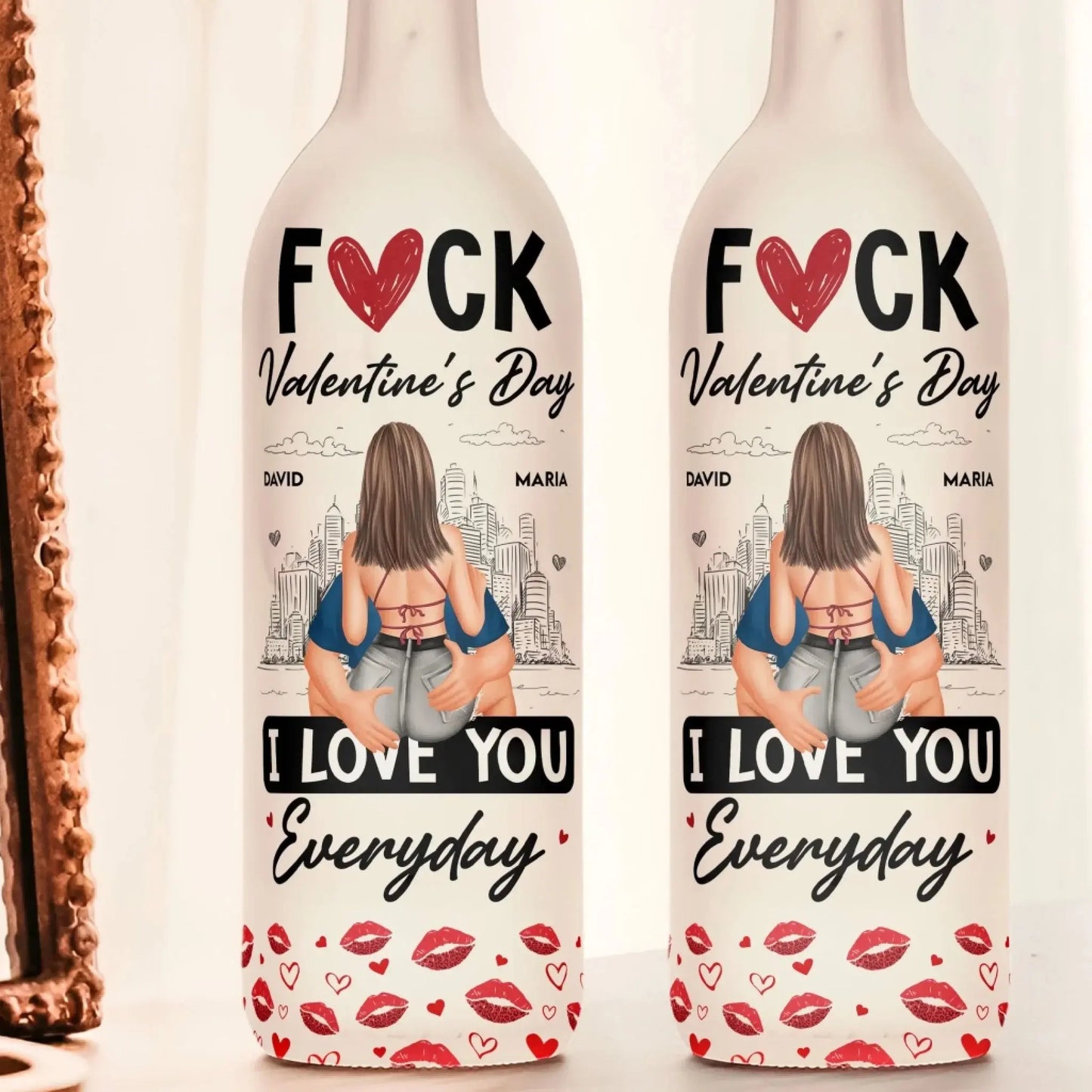 F**k Valentine’s Day I Love You Everyday Personalized Bottle Lamp – Funny Romantic Custom LED Light Gift for Couples, Anniversary & Home Decor  Ezcustomize