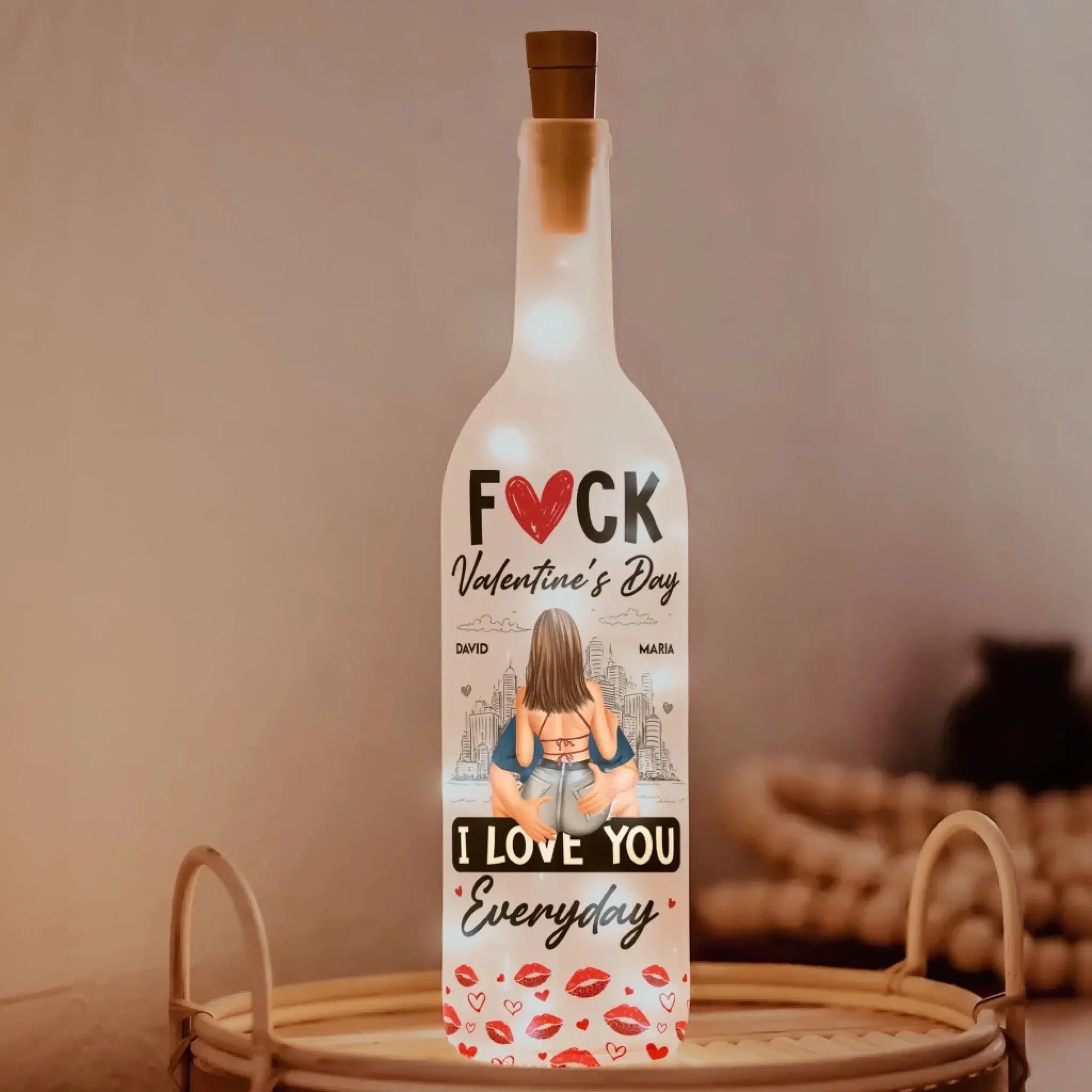 F**k Valentine’s Day I Love You Everyday Personalized Bottle Lamp – Funny Romantic Custom LED Light Gift for Couples, Anniversary & Home Decor  Ezcustomize