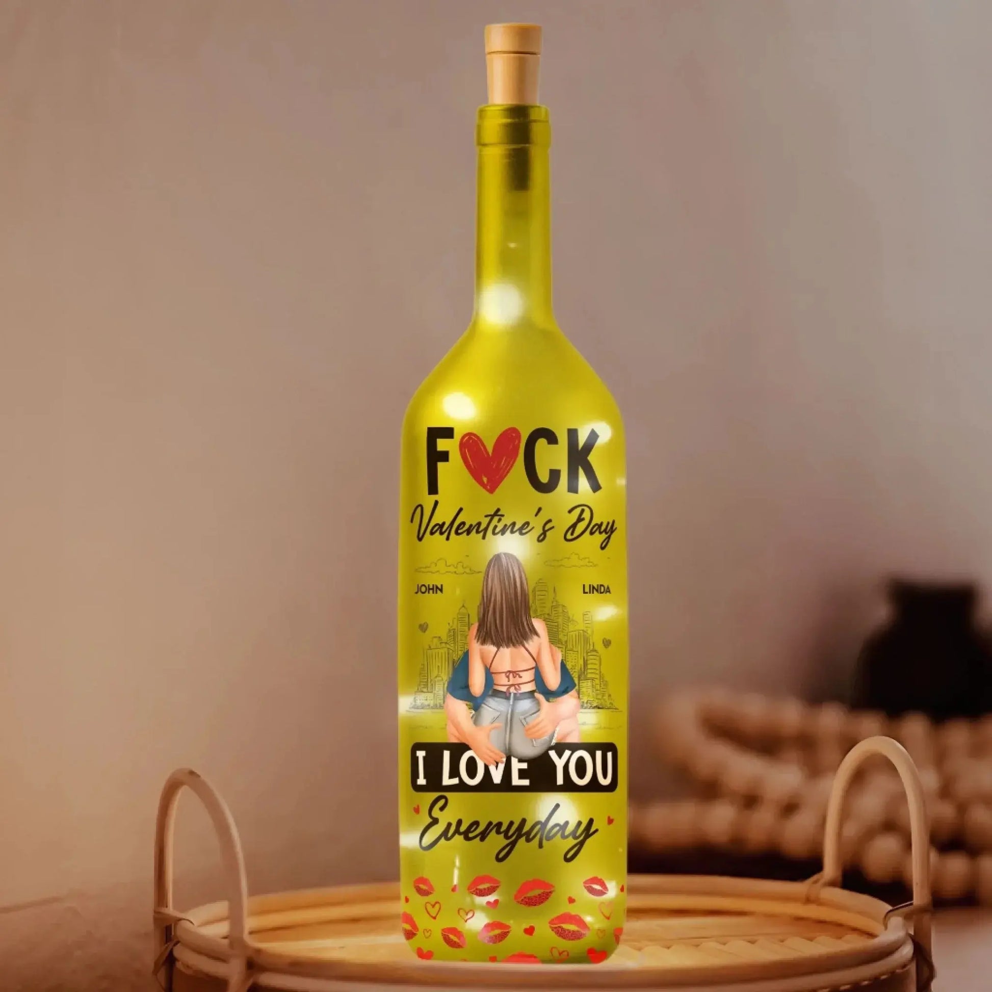 F**k Valentine’s Day I Love You Everyday Personalized Bottle Lamp – Funny Romantic Custom LED Light Gift for Couples, Anniversary & Home Decor  Ezcustomize