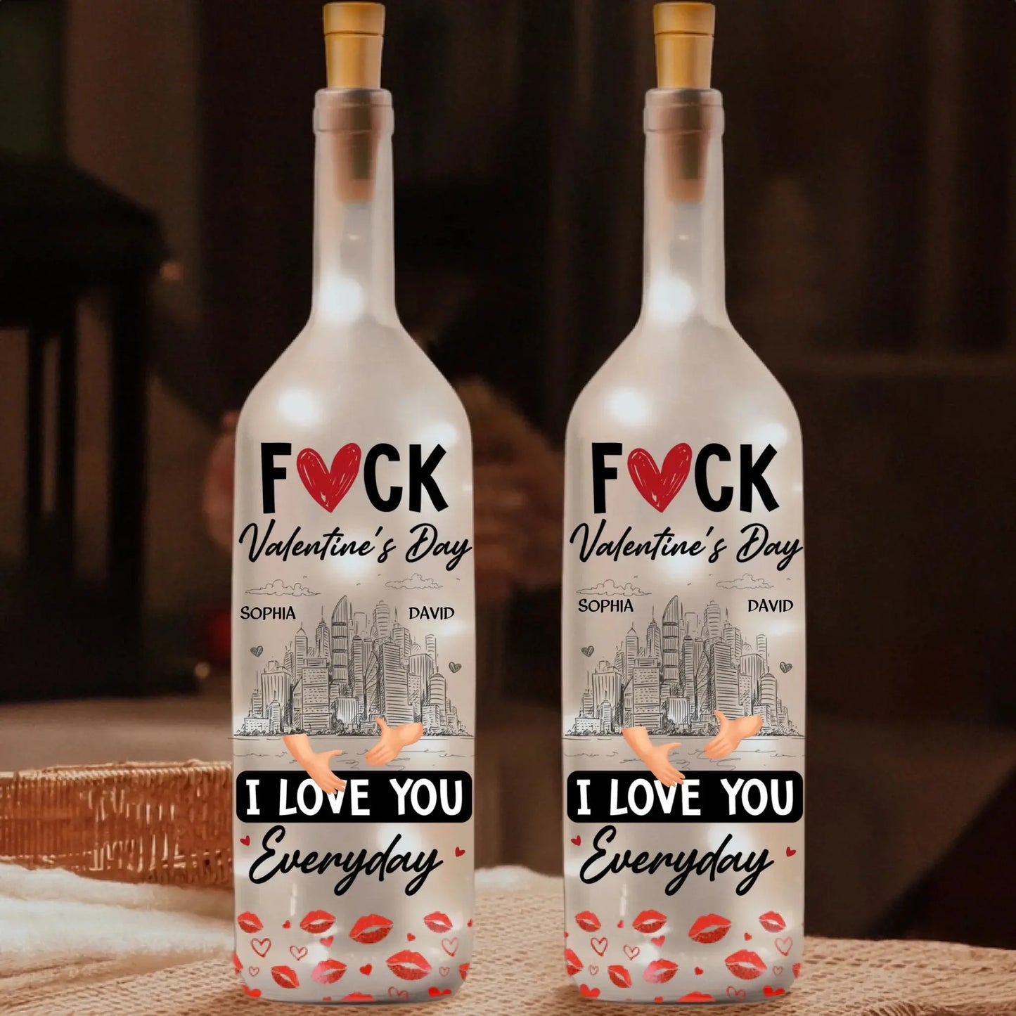 F**k Valentine’s Day I Love You Everyday Personalized Bottle Lamp – Funny Romantic Custom LED Light Gift for Couples, Anniversary & Home Decor  Ezcustomize