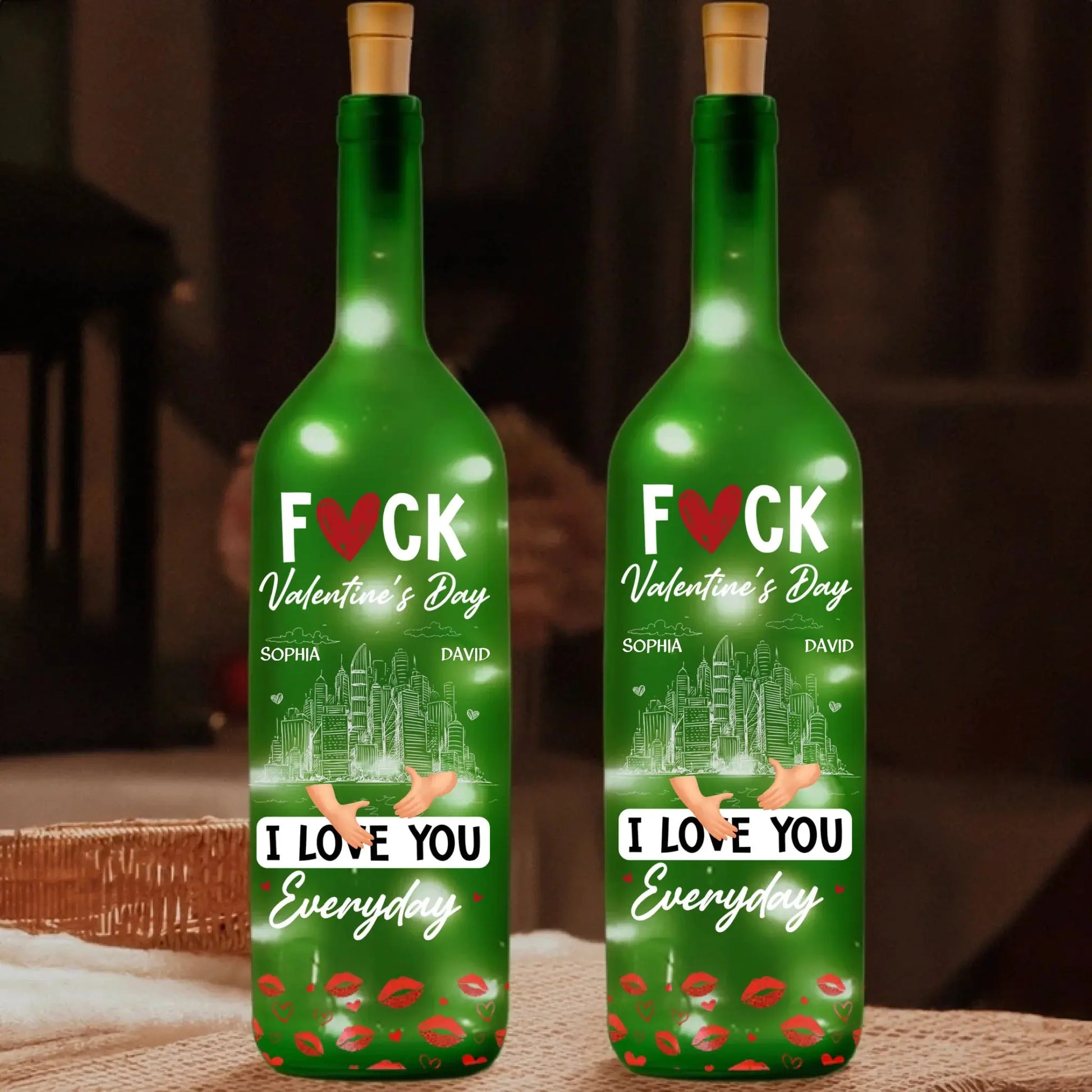F**k Valentine’s Day I Love You Everyday Personalized Bottle Lamp – Funny Romantic Custom LED Light Gift for Couples, Anniversary & Home Decor  Ezcustomize