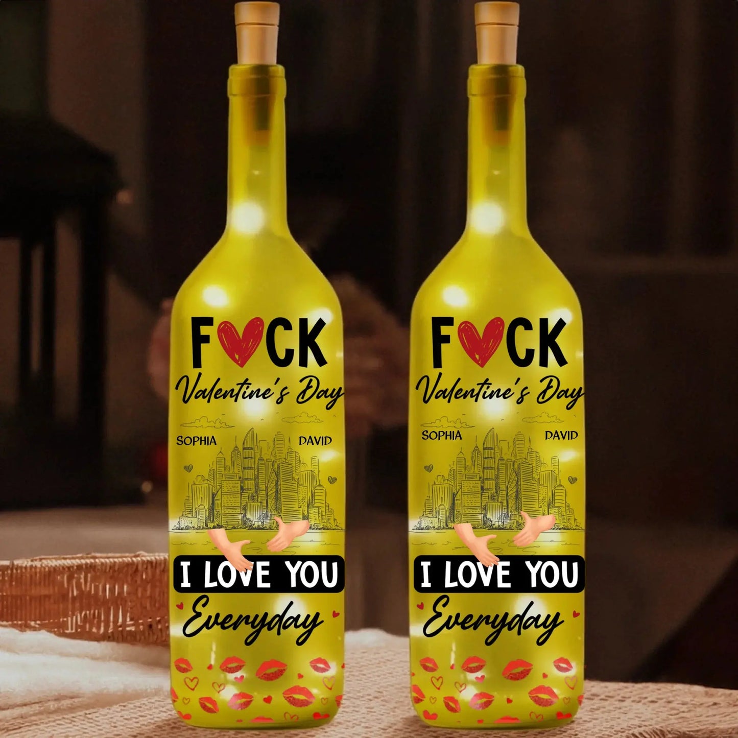 F**k Valentine’s Day I Love You Everyday Personalized Bottle Lamp – Funny Romantic Custom LED Light Gift for Couples, Anniversary & Home Decor  Ezcustomize