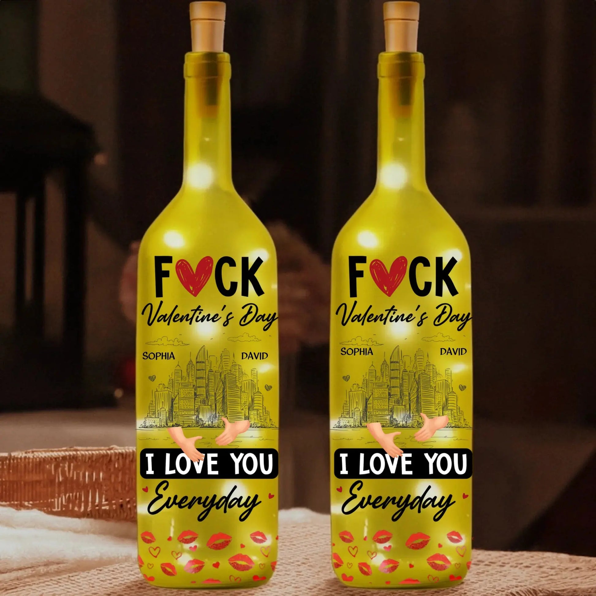 F**k Valentine’s Day I Love You Everyday Personalized Bottle Lamp – Funny Romantic Custom LED Light Gift for Couples, Anniversary & Home Decor  Ezcustomize