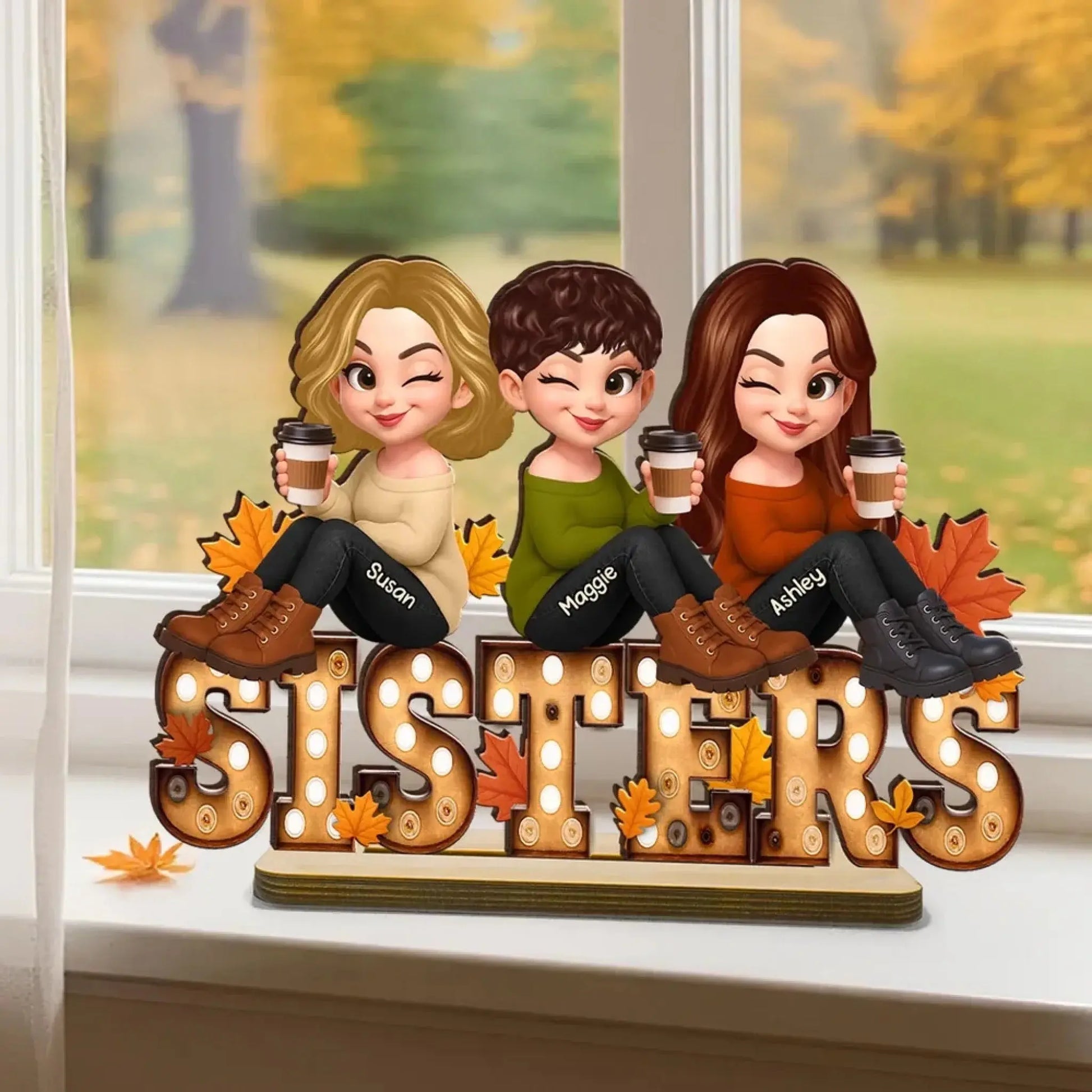 Fall Besties Wooden Plaque – Personalized Best Friends Autumn Gift, Custom Sitting Marquee Sign, Friendship Decor  Ezcustomize