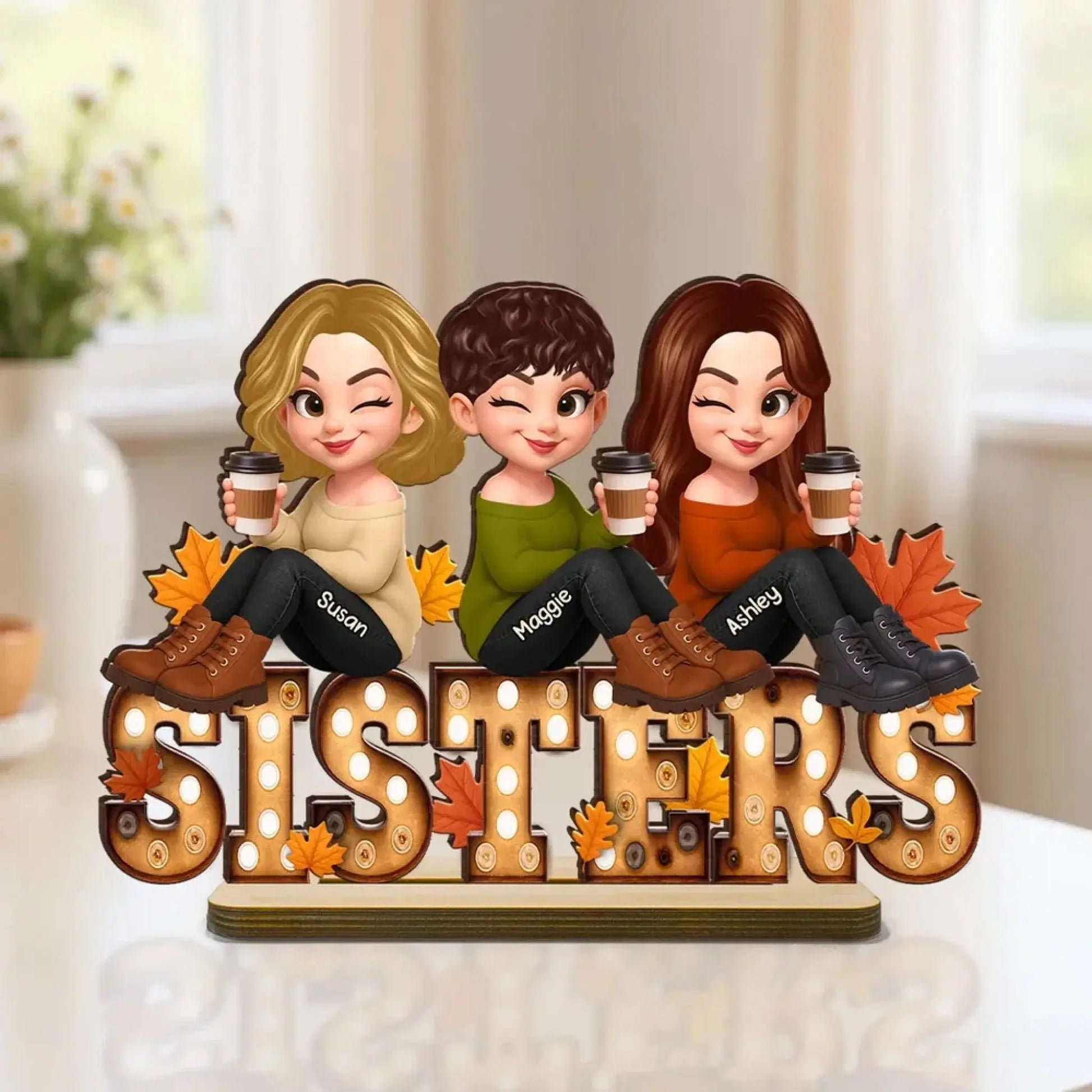 Fall Besties Wooden Plaque – Personalized Best Friends Autumn Gift, Custom Sitting Marquee Sign, Friendship Decor  Ezcustomize