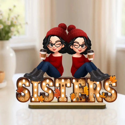 Fall Besties Wooden Plaque – Personalized Best Friends Autumn Gift, Custom Sitting Marquee Sign, Friendship Decor  Ezcustomize