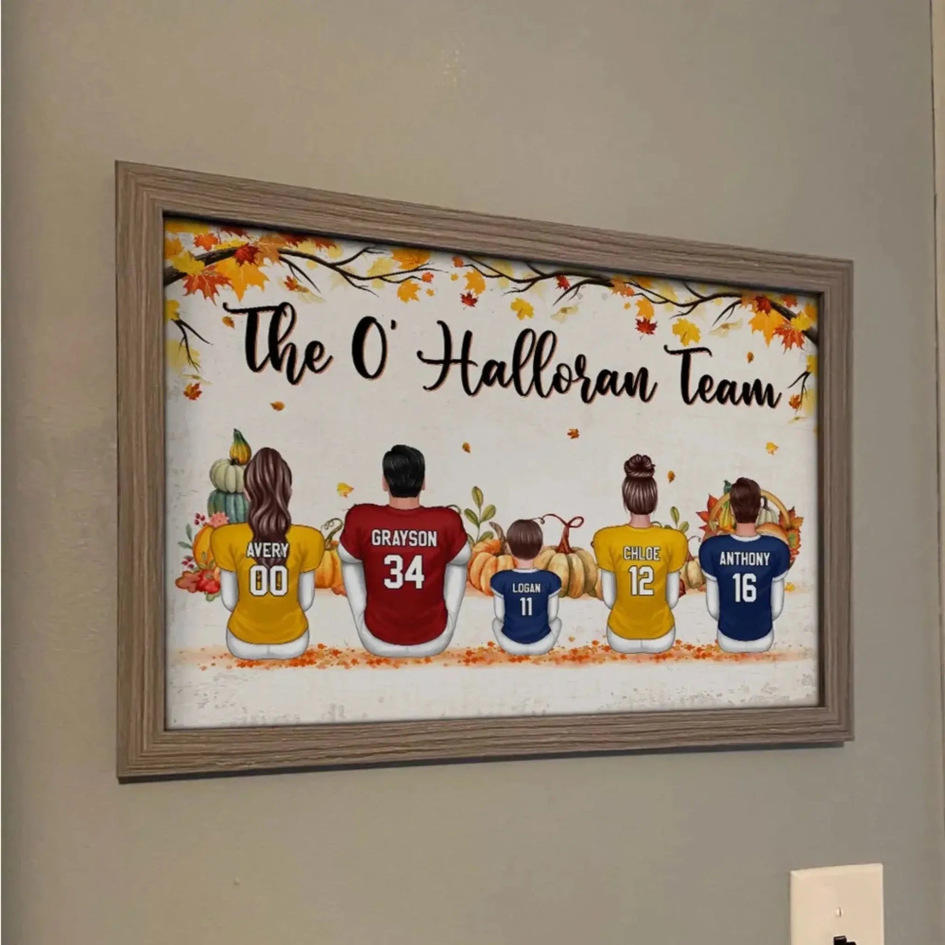 Fall Football Family Poster – Personalized ‘Tis the Season Wall Art, Custom Names & Jerseys, Autumn Gift for Dad, Mom, Husband, Wife, Kids  Ezcustomize