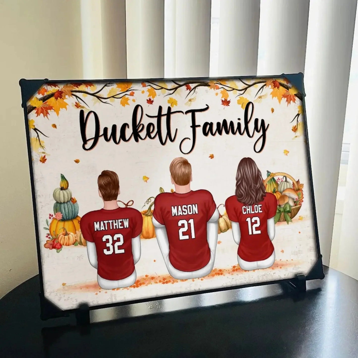 Fall Football Family Poster – Personalized ‘Tis the Season Wall Art, Custom Names & Jerseys, Autumn Gift for Dad, Mom, Husband, Wife, Kids  Ezcustomize