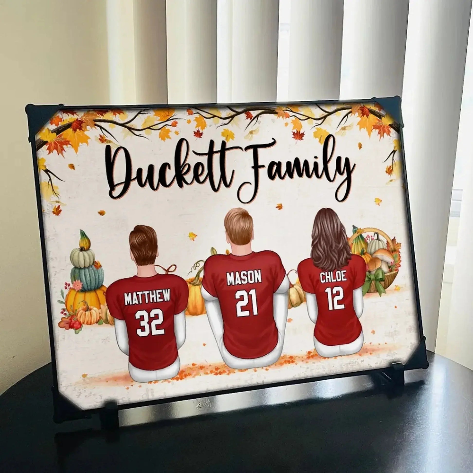 Fall Football Family Poster – Personalized ‘Tis the Season Wall Art, Custom Names & Jerseys, Autumn Gift for Dad, Mom, Husband, Wife, Kids  Ezcustomize