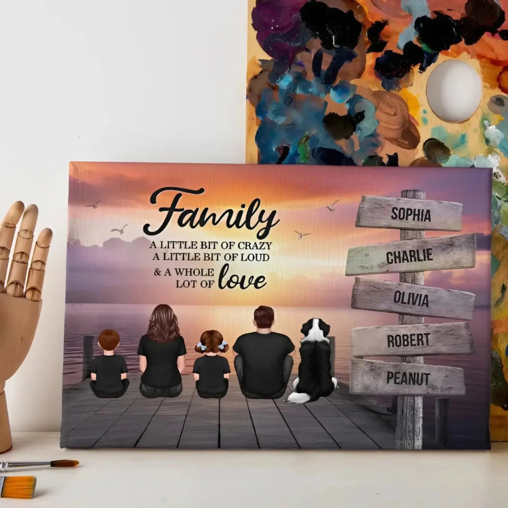 Family A Little Whole Lot of Love Sign Posts Personalized Poster/Canvas Prints, Home Decoration, Gift For Family  Ezcustomize