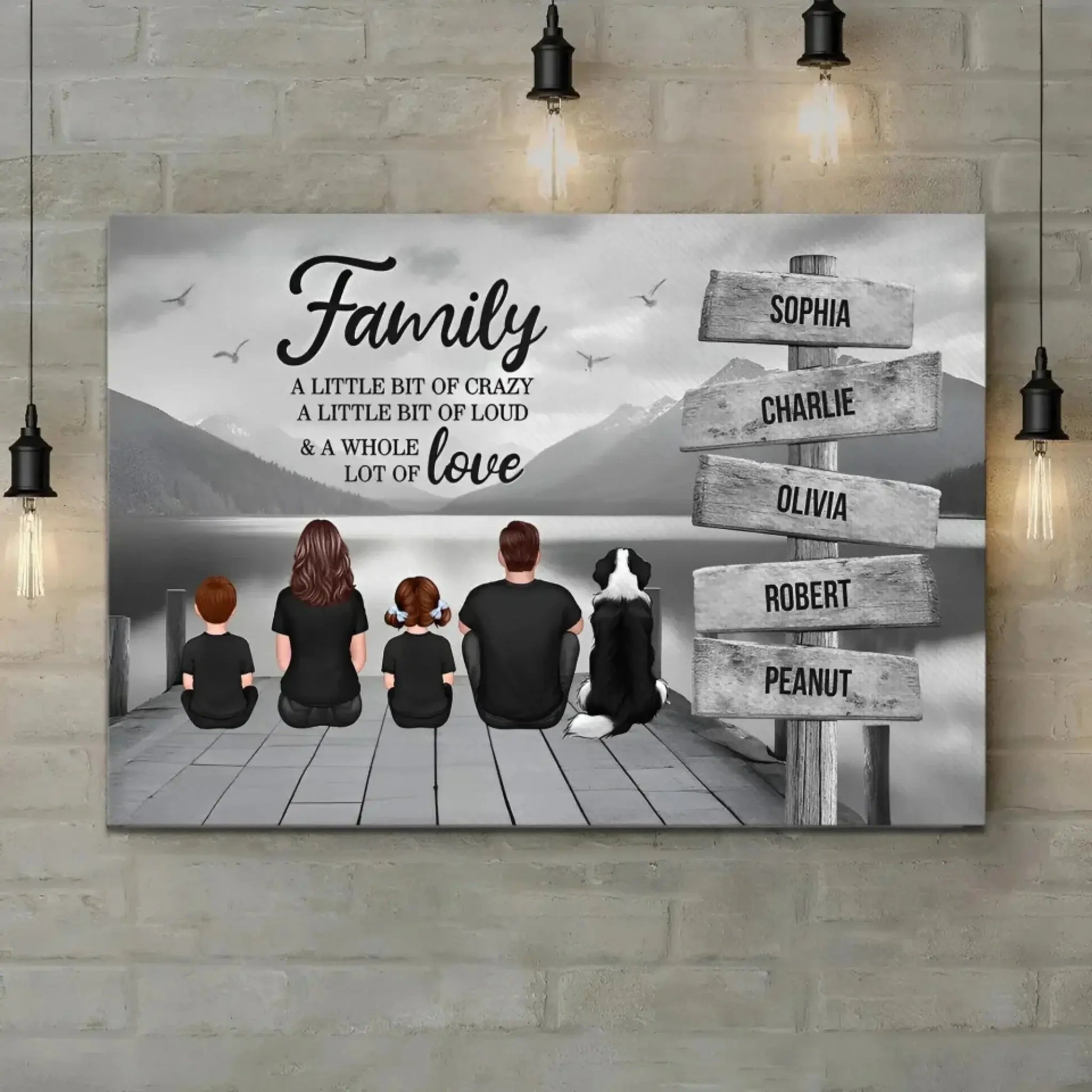 Family A Little Whole Lot of Love Sign Posts Personalized Poster/Canvas Prints, Home Decoration, Gift For Family  Ezcustomize