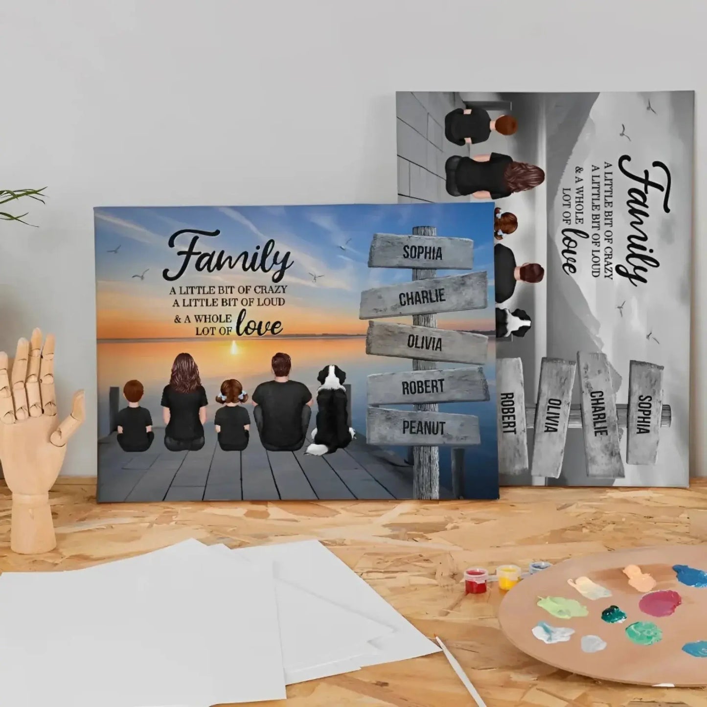 Family A Little Whole Lot of Love Sign Posts Personalized Poster/Canvas Prints, Home Decoration, Gift For Family  Ezcustomize