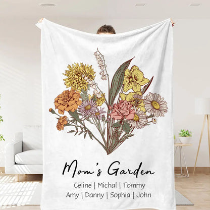 Family Blossoms - Custom Birth Flower & Names Artwork - Personalized Blanket  Ezcustomize