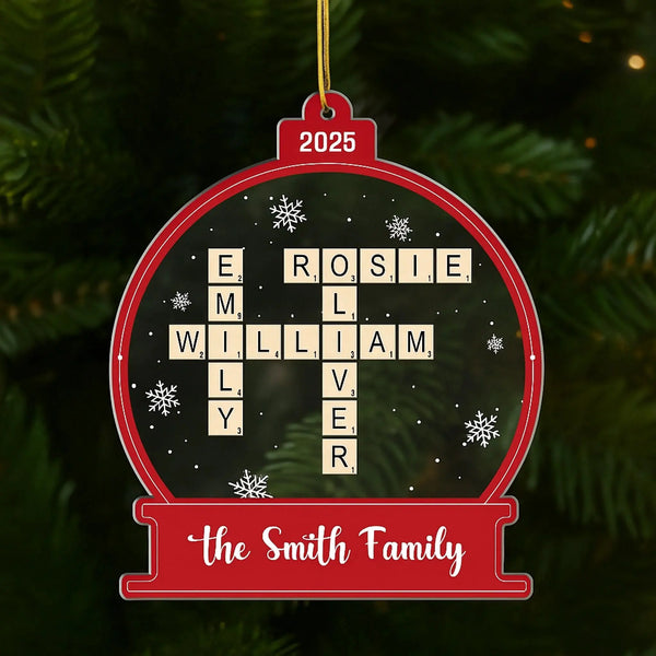 Family Crossword Keepsake – Personalized Acrylic Ornament – Perfect Christmas Gift for Family & Friends