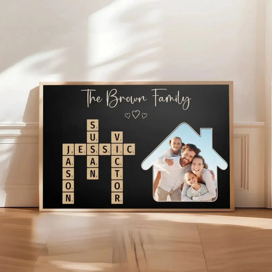 Family Crossword Wall Art – Personalized Photo Canvas/Poster, Created in a Moment Treasured Forever Gift for Parents, Home Decor  Ezcustomize