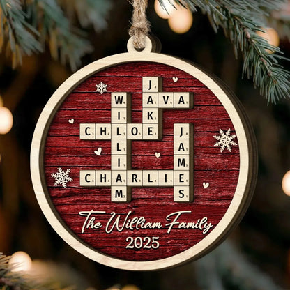 Family Name Scrabble Christmas - Personalized 2-Layer Wooden Ornament  Ezcustomize