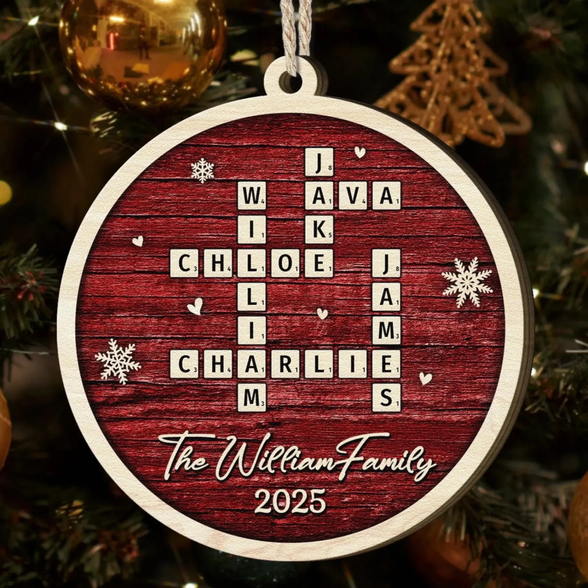 Family Name Scrabble Personalized Wooden Ornament – Custom Christmas Gift for Parents, Grandparents & Kids 2025  Ezcustomize