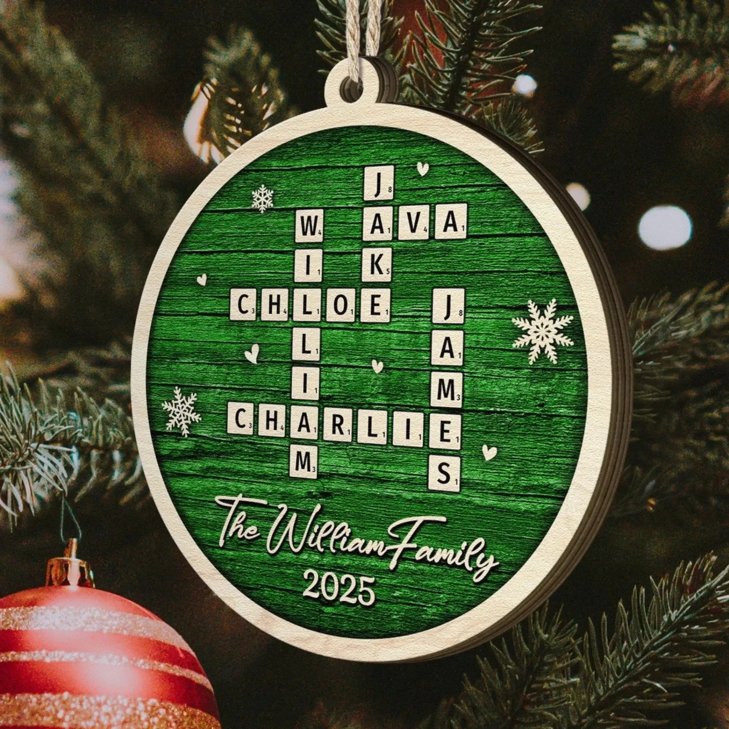 Family Name Scrabble Personalized Wooden Ornament – Custom Christmas Gift for Parents, Grandparents & Kids 2025  Ezcustomize